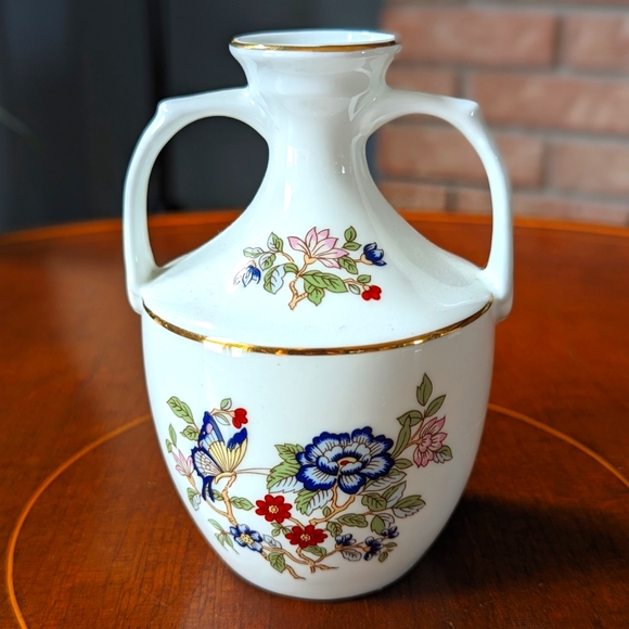 Royal Tara Harmony Handmade 4.5 inch Small Vase - Hand-Painted Butterfly Floral  - Picture 4 of 7